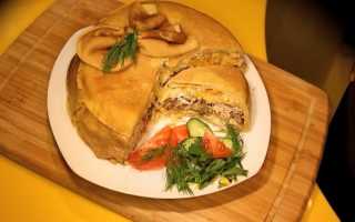Пошаговый рецепт курника из блинов с курицей и грибами с фото